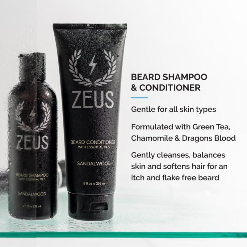 ZEUS Everyday Beard Kit with Tin Gift Box – Beard Wash Shampoo & Conditioner, Natural Beard Oil, Beard Balm & Tin Box (Verbena Lime) - Image 3