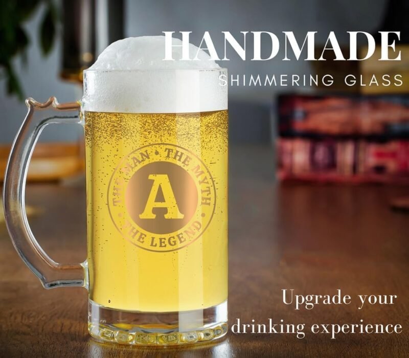 Onebttl Personalized Beer Gifts for Men Beer Lovers - 17 oz Heavy Beer Stein Mug with Handle for Boss as Birthday Christmas Gift - LEGEND J - Image 2