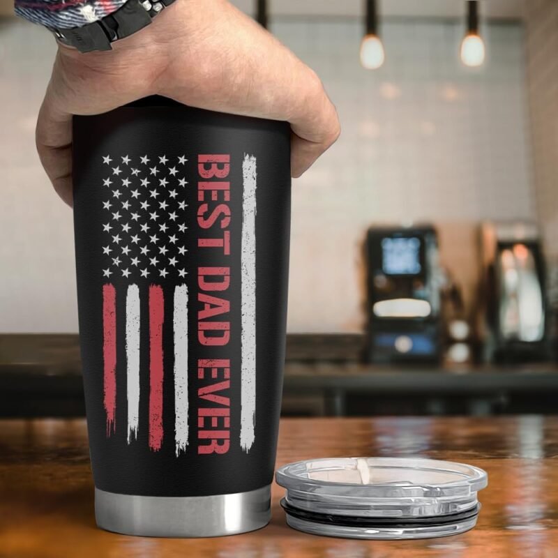 SANDJEST Best Dad Ever 20oz Insulated Tumbler with Lid for Father - Double-wall Insulated Stainless Steel Mug - Coffee Cup for Outdoor Travel Sport Office, Gift for Birthday Father’s Day - Image 3