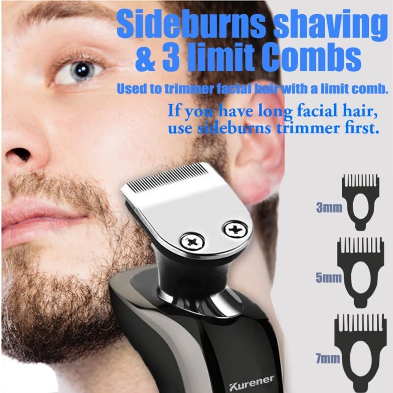 Electric Shaver Razor for Men Rechargeable 100% Waterproof Rotary for Shaving with Nose Trimmer Sideburns Trimmer Face Cleaning Brush - Image 3