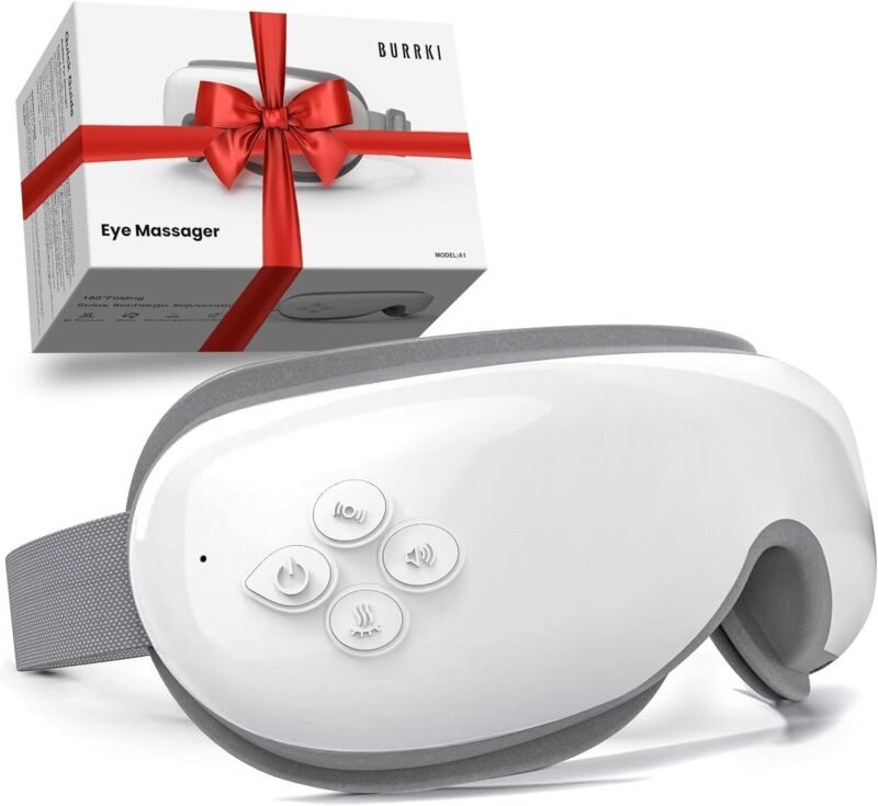 Eye Massager with Heat, Mothers Day Gifts for Mom, Heated Eye Massager for Migraines with Compression and Bluetooth, Reduce Eyes Strain, Dark Circles and Improve Sleep, Gifts for Women Men
