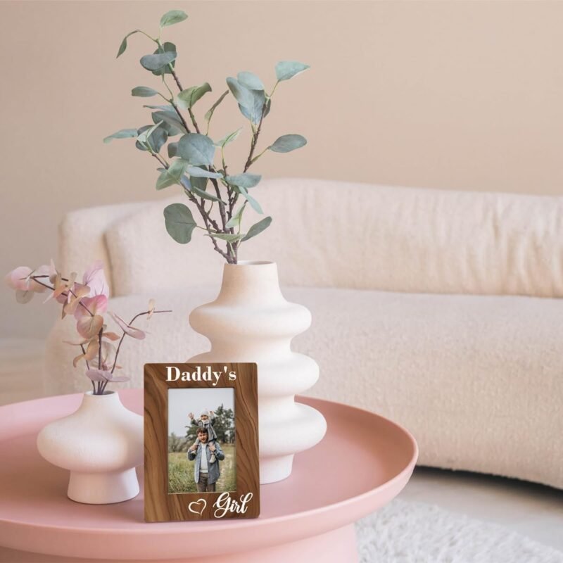 Dad Gift from Daughter, Daddy's Girl Photo Frame, Holds 4 x 6 Inch Photo, Farmhouse Wooden Picture Frame Gift, Daddy & Daughter Photo Frame for Home Office Decor, Dad Birthday Gifts, Christmas Gifts - Image 5