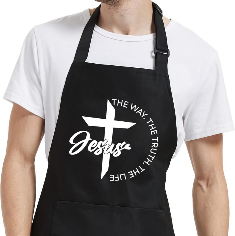 Funny Aprons for Men with Pockets, Mens Apron for Grilling BBQ Kitchen Cooking Gifts for Chef Dad Birthday Christmas