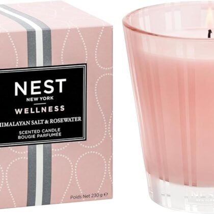 NEST New York Scented Classic Candle, Himalayan Salt & Rosewater - 8.1 oz - Up to 60-Hour Burn Time - Reusable Glass Vessel