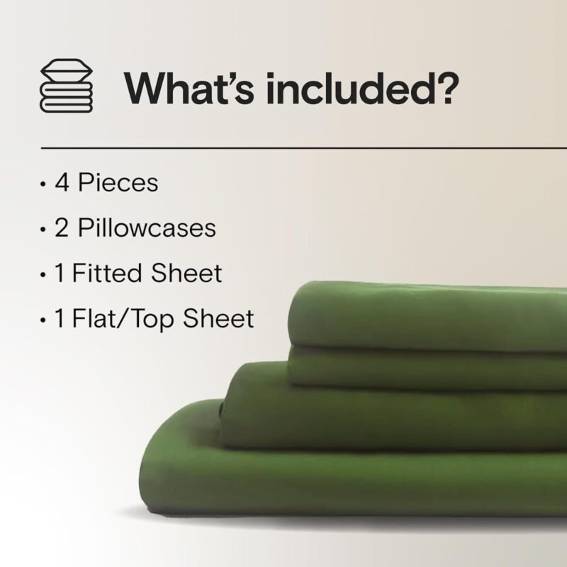 DOZ Sheet Set, 100% Viscose derived from Bamboo, Organically Grown, Buttery Soft, Cooling Sheets, High GSM, Deep Pockets - 4 Piece - 2 Pillowcases 1 Fitted 1 Top Sheet (Forest, King) - Image 2