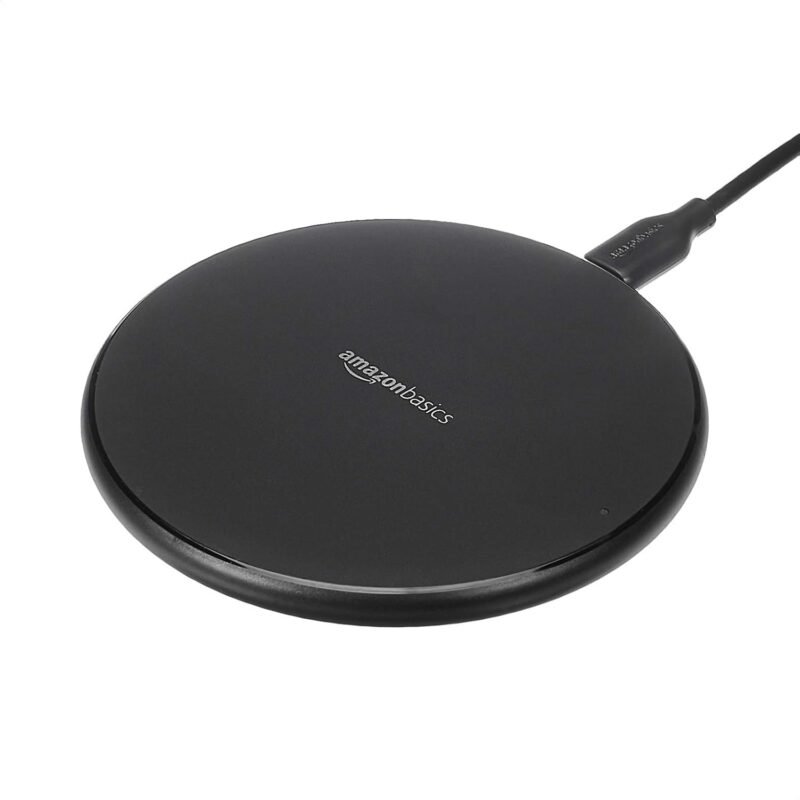 Amazon Basics 15W Qi Certified Wireless Charging Pad for iPhone 16/15/14/13/12/11/X, Samsung and More, with USB Cable, Black - Image 2