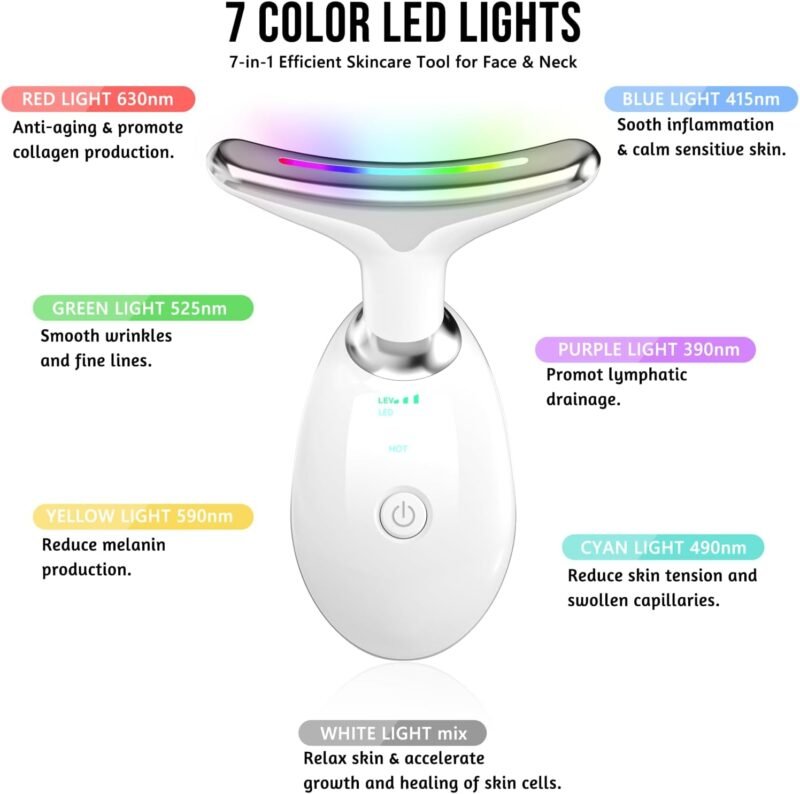 Facial Massager, Red-Light-Therapy-for-Face and Neck, Red Light Therapy Wand, 7 Color Led Face Neck Sculpting Tool for Skin Care - Image 2