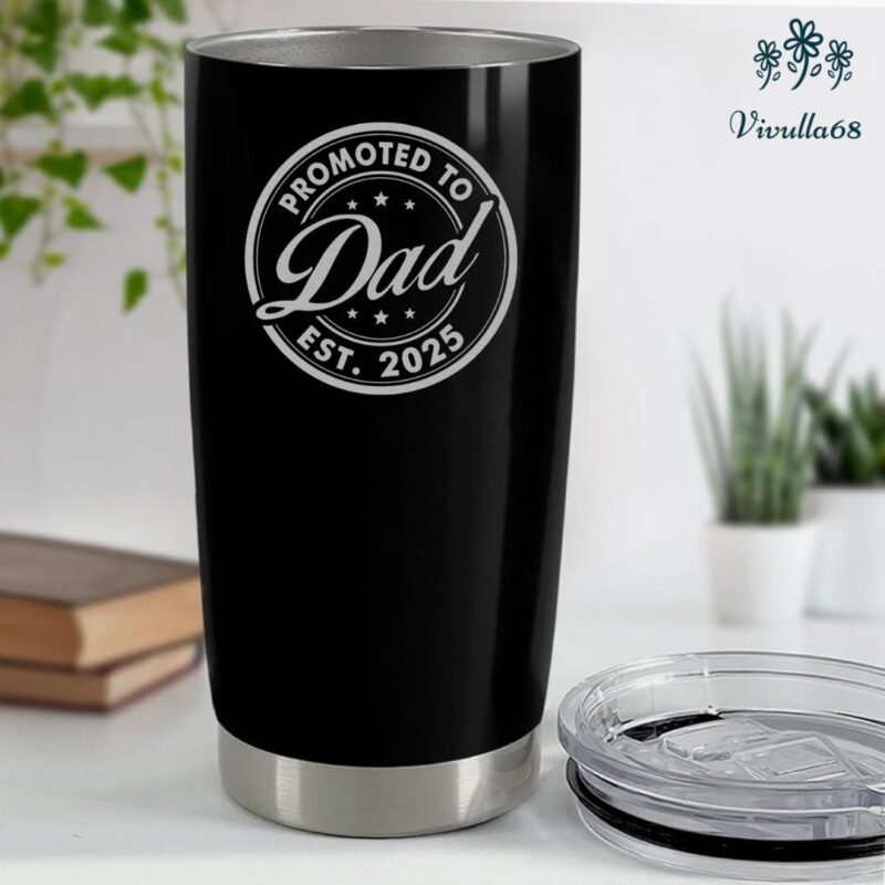 Vivulla68 First Fathers Day Gift for New Dad, Promoted To Dad 2025 Tumbler 20Oz, 1st Daddy Gifts, New Baby Gifts Ideas, Papa Established 2025 Coffee Cup Mug, Fathers To Be Gift, Papa Travel Coffee Mug - Image 5
