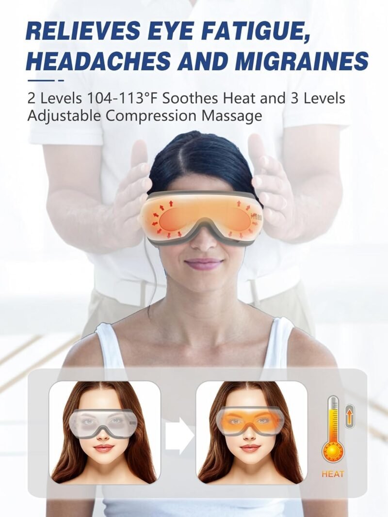 Eye Massager with Heat, Mothers Day Gifts for Mom, Heated Eye Massager for Migraines with Compression and Bluetooth, Reduce Eyes Strain, Dark Circles and Improve Sleep, Gifts for Women Men - Image 3