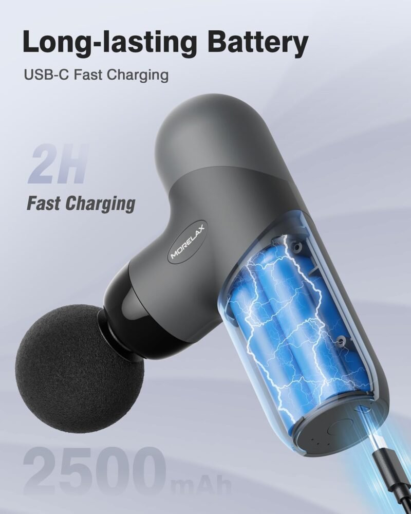 Mini Massage Gun, Percussion Muscle Massager for Back Pain Relief, Compact Sports Travel Massage Gun with 6 Massage Heads 4 Speeds, Gift for Her, Home, Athletes - Image 3