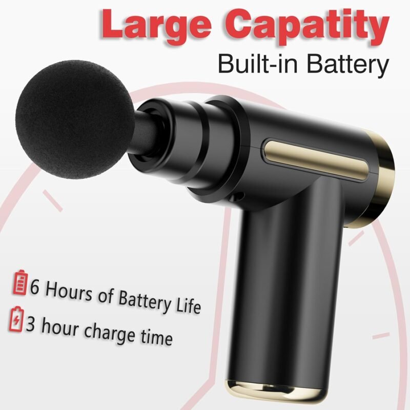cotsoco Massage Gun Deep Tissue for Pain Relief with 4 Massage Heads & 6 Speeds, Electric Mini Handheld Body Massager for Any Pain Relief, Best Gifts for Dad and Mom - Image 4