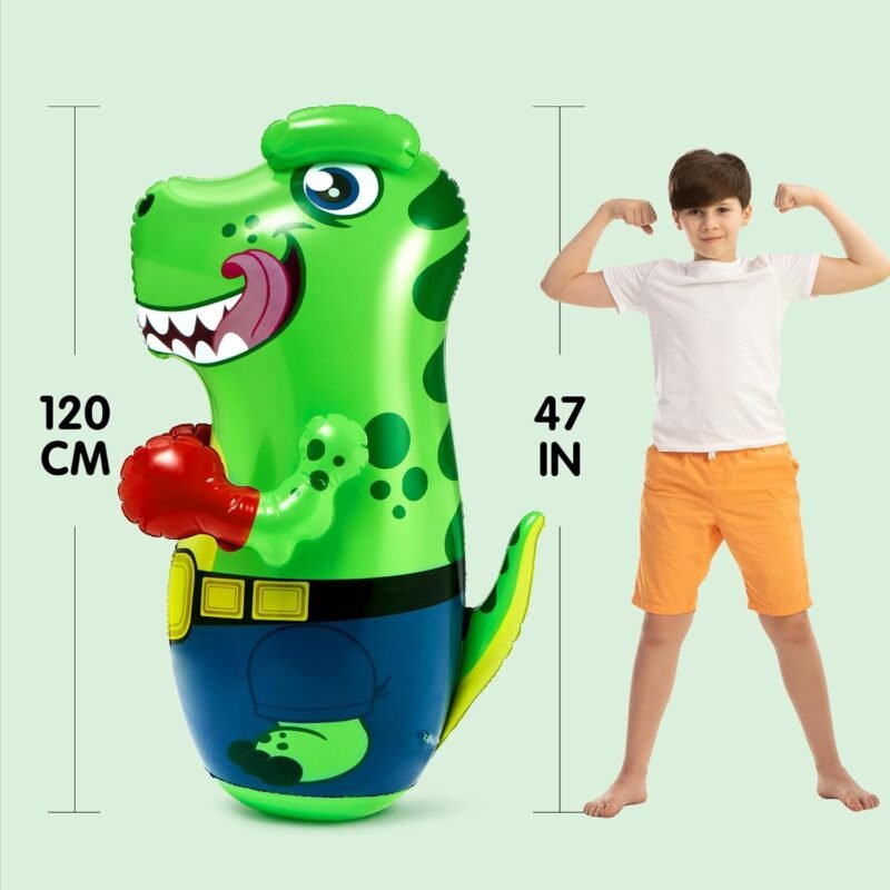 JOYIN Inflatable T-Rex Dinosaur Bopper 47 Inches, Bop Bag Inflatable Punching Toy, Kids Punching Bag with Bounce-Back Action - Image 4