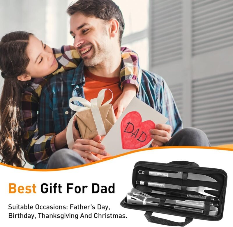 Birthday Gifts from Daughter Son, Grilling Gifts for Men Who Have Everything, Stainless Steel BBQ Tools Set with Engraved Handles for Fathers Day, Best Dad Ever Present for Men's Gifts - Image 6