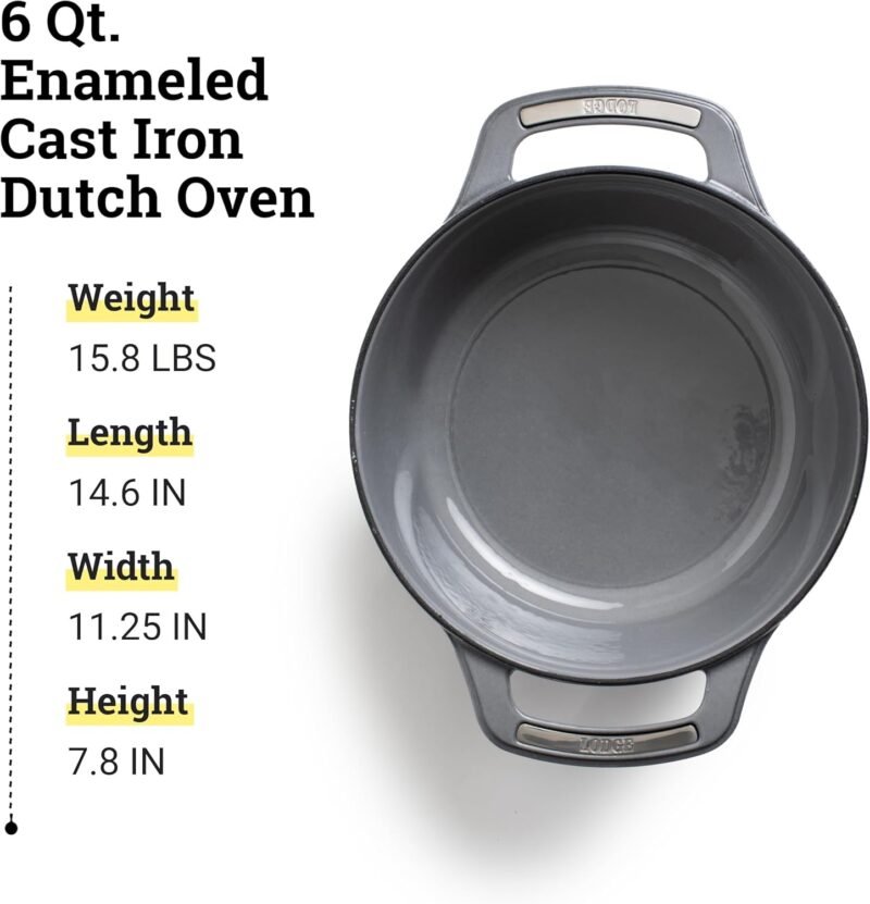 Lodge USA Enamel Dutch Oven 6 qt., Moonstruck - Image 6