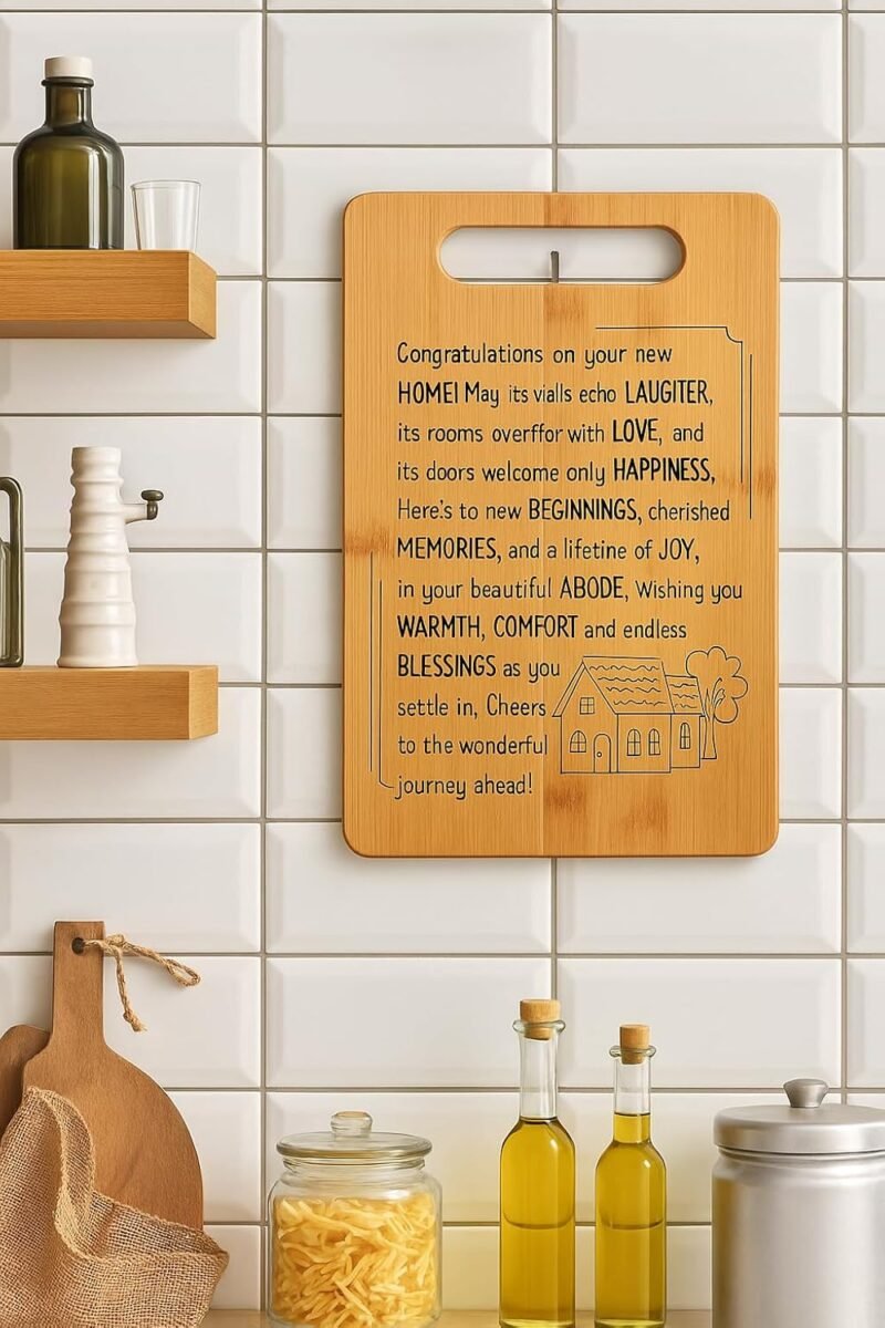 Housewarming Gifts for New Home - Bamboo Cutting Board with Engraved Message - New Home Essentials for Homeowners, Couples, Friends, or Family - Decorative Kitchen Gift Board, 12" x 8" - Image 2