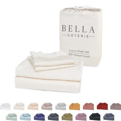 Bella Coterie Luxury Bamboo Viscose King Size Sheet Set | 100% Organically Grown | Ultra Soft | Cooling for Hot Sleepers | 18" Deep Pocket [Ivory]
