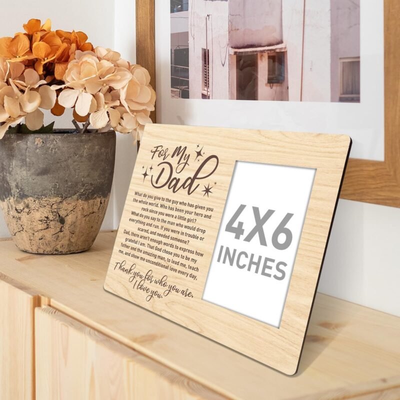 RJYMK Dad Gift Wood Photo Frame, Thank You for Who You Are, Christmas Birthday Father's Day Picture Frame Gifts for Dad Father from Daughter Best Dad Ever Gift - Image 3