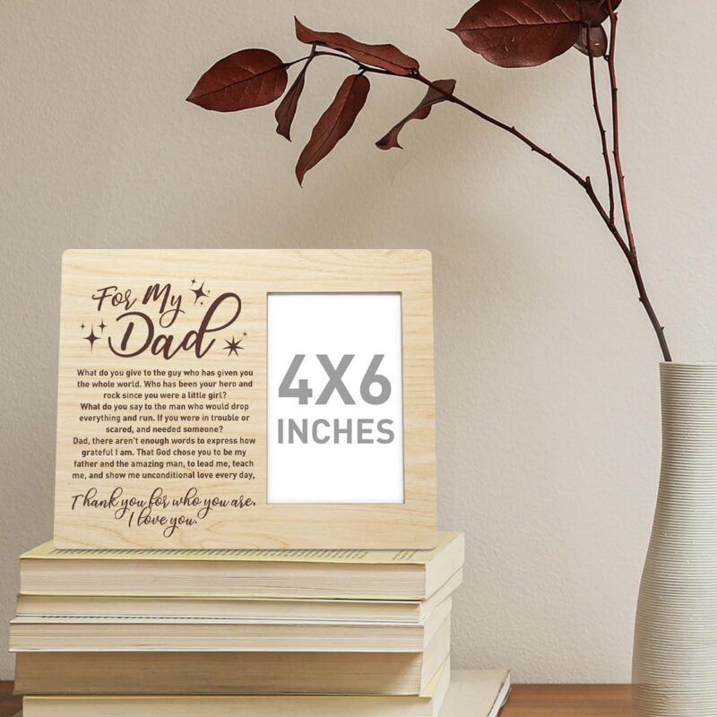 RJYMK Dad Gift Wood Photo Frame, Thank You for Who You Are, Christmas Birthday Father's Day Picture Frame Gifts for Dad Father from Daughter Best Dad Ever Gift - Image 4