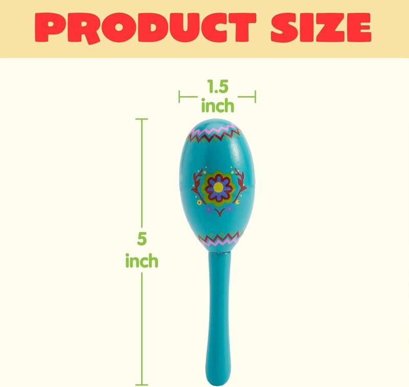 JOYIN 9 Pcs Fiesta Wooden Maracas 9 Designs Noisemaker for Cinco De Mayo Party Favors, Mexican Musical Fun, Carnivals, Taco Tuesday Event, Mexican Decorations, Luau Party - Image 6