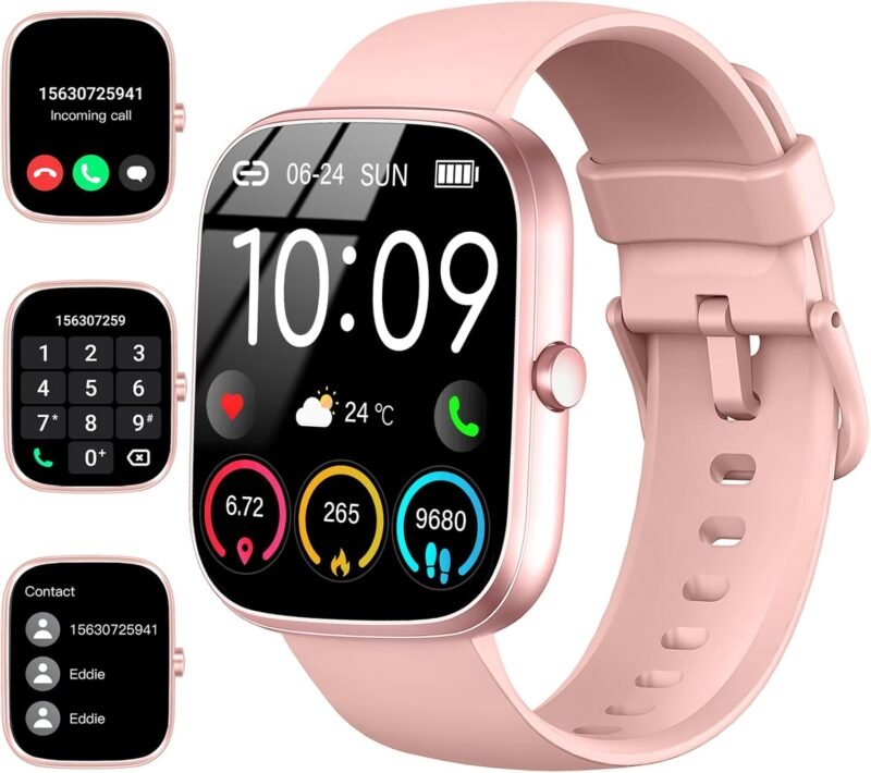 Smart Watch for Women, 2025 HD 1.91" Smartwatch (Answer/Make Call), 112+ Sports Modes Fitness Activity Tracker, Calories/Heart Rate/Sleep Monitor, IP68 Waterproof Step Counter for Android iOS, Pink
