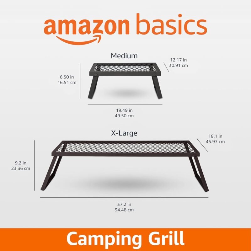 Amazon Basics Heavy-Duty Portable Camping Grill Grate for Campfire Cooking, Black - Image 4