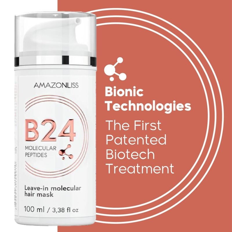 Leave-In Molecular Peptides Leave-In Repair Hair Mask B24, Repairs Dry or Damaged Hair, Reverse Hair Damage from Bleach, Color, Chemical Services & Heat (3.38 fl oz) - Image 2