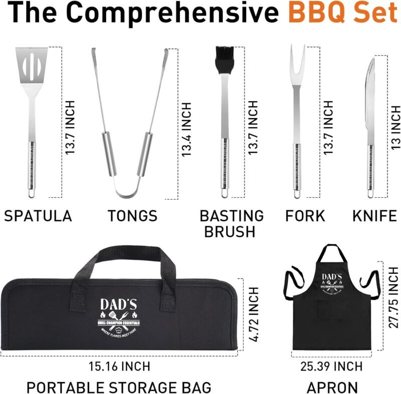 Birthday Gifts from Daughter Son, Grilling Gifts for Men Who Have Everything, Stainless Steel BBQ Tools Set with Engraved Handles for Fathers Day, Best Dad Ever Present for Men's Gifts - Image 2
