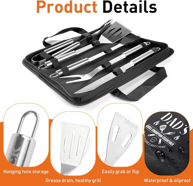 Birthday Gifts from Daughter Son, Grilling Gifts for Men Who Have Everything, Stainless Steel BBQ Tools Set with Engraved Handles for Fathers Day, Best Dad Ever Present for Men's Gifts - Image 3