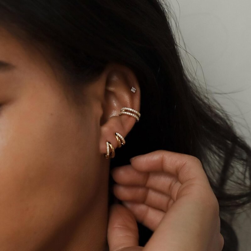 Gold Hoop Earrings for Women,14K Gold Huggie Hoop Earrings for Gift - Image 4