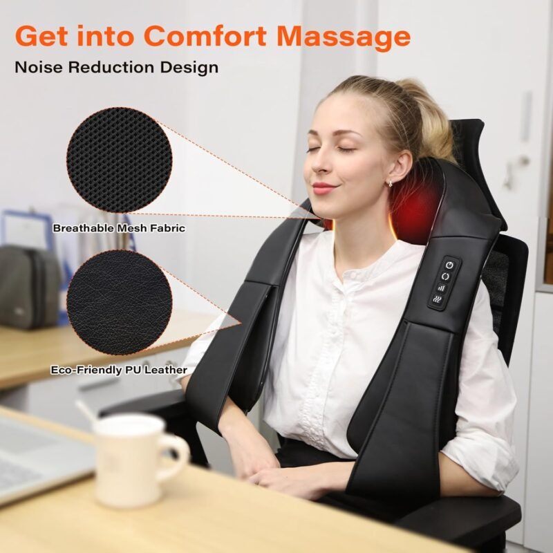 Shiatsu Neck Massager, Electric Neck and Back Massager with Heat, 3D Kneading Massage Pillow for Back, Shoulder, Muscle Pain Relief, Office & Home & Car Use, Fits for Parents - Image 3