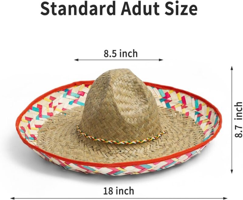 COLLECT PRESENT Pack of 4 Sombrero Hats for Men & Women – Fun Fiesta Party Hats with Chinstrap, Ideal for Cinco De Mayo & Mexican Theme Events - Image 4