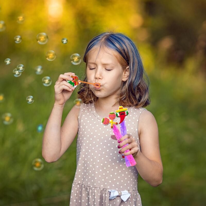 24Pcs Mexican Fiesta Party Favors Bubble Wands for Cinco De Mayo Fiesta Birthday Party Supplies,Mexican Mini Bubbles Wand Toys,Taco Party Classroom Prizes Pinata Goodie Bag Stuffers Gifts - Image 6