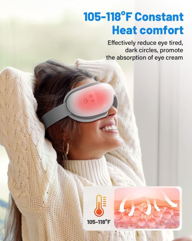 Eye Massager with Heat & Bluetooth Music, Mothers Day Birthday Gifts for Women, Reduce Eye Strain, Headache Relief and Improve Sleep, Eye Care Device for Migraine - Image 2