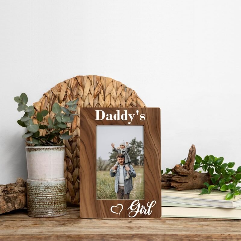 Dad Gift from Daughter, Daddy's Girl Photo Frame, Holds 4 x 6 Inch Photo, Farmhouse Wooden Picture Frame Gift, Daddy & Daughter Photo Frame for Home Office Decor, Dad Birthday Gifts, Christmas Gifts - Image 6