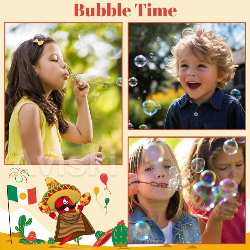 40PCS Mexican Bubble Wands, Mini Bubble Wands for Mexico Theme Party Favors, Cinco de Mayo Gift Toys for Girls Boys Kids Toddler Adults, Party Bag Stuffers Goodie Bag Filler, Classroom Prizes - Image 6