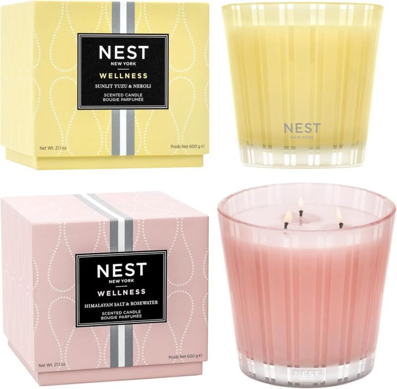 NEST New York Scented 3-Wick Candle Duo - Himalayan Salt & Rosewater and Sunlit Yuzu & Neroli