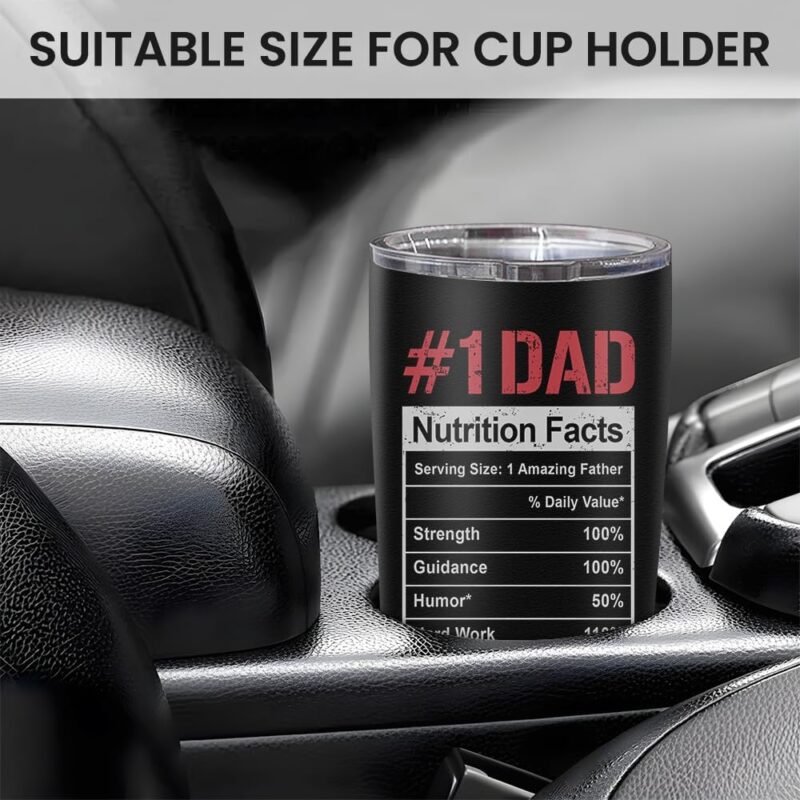 SANDJEST Best Dad Ever 20oz Insulated Tumbler with Lid for Father - Double-wall Insulated Stainless Steel Mug - Coffee Cup for Outdoor Travel Sport Office, Gift for Birthday Father’s Day - Image 6