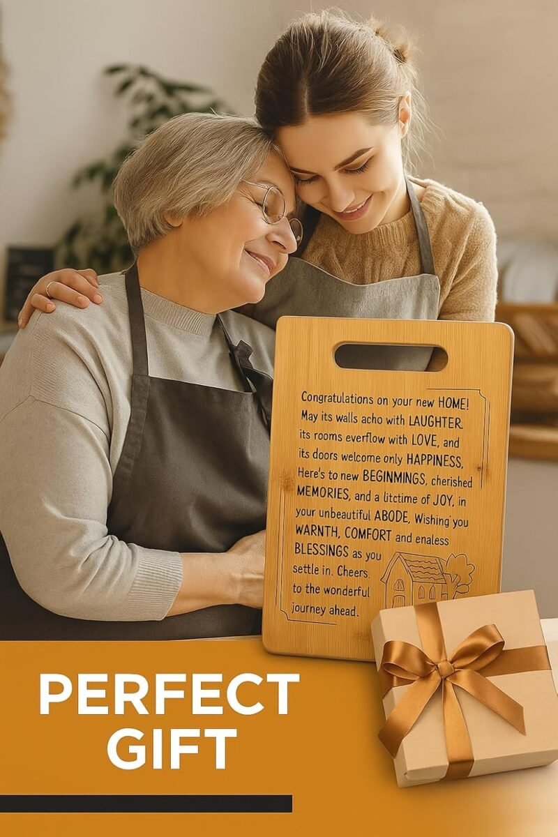 Housewarming Gifts for New Home - Bamboo Cutting Board with Engraved Message - New Home Essentials for Homeowners, Couples, Friends, or Family - Decorative Kitchen Gift Board, 12" x 8" - Image 3
