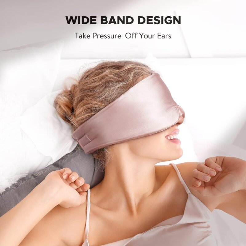 LitBear Silk Sleep Mask for Side Sleeper, Eye Mask Sleeping for Women Men 100% 22 Momme Pure Mulberry Silk, Face-Hugging Padded Silk Eye Cover for Sleeping with Adjustable Band (Pink) - Image 4