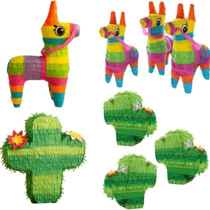 GIFTEXPRESS 8 Pack Mini Donkey Cactus Pinata Pinatas - 8 Pcs Assorted Cinco de Mayo Pinata Decor. - Fiestas Decorations Party Favors