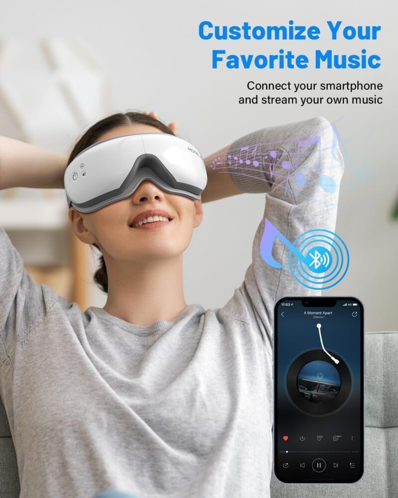 Eye Massager with Heat & Bluetooth Music, Mothers Day Birthday Gifts for Women, Reduce Eye Strain, Headache Relief and Improve Sleep, Eye Care Device for Migraine - Image 3