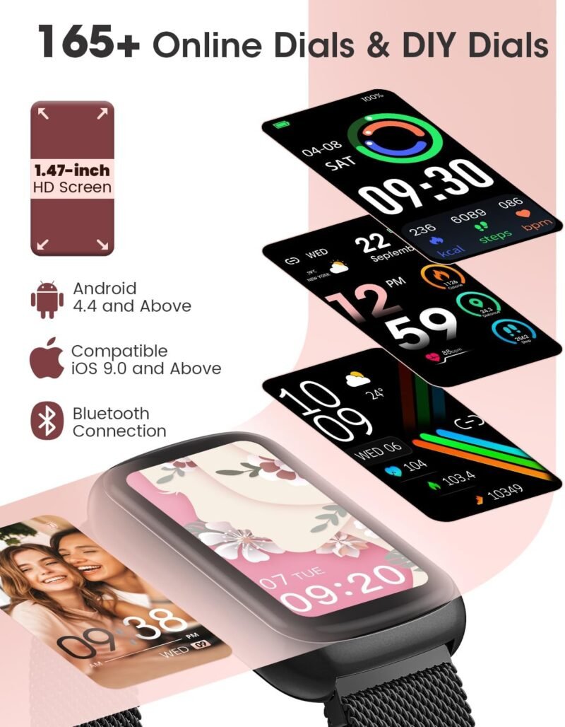 Fitness Tracker, Smart Watches for Women Men with Heart Rate/SpO2/Sleep Monitor, IP68 Waterproof Fitness Watches for Women Men, Step Tracker & Smart Watch for Android iPhone,Pedometer Watch, Gift - Image 7