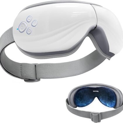 5 Mode Heated Eye Massager with Heat and Cooling, Eye Massage with Bluetooth Capability and Voice Announcement