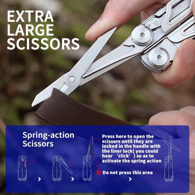 Multitool, 29-in-1 Multitool Pliers with Replaceable Wire Cutters and Saw, Heavy-duty Stainless Steel Multi-tool Set and Nylon Sheath for Camping Survival multi tool for Man - Image 6