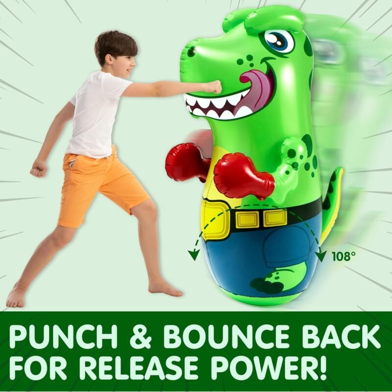 JOYIN Inflatable T-Rex Dinosaur Bopper 47 Inches, Bop Bag Inflatable Punching Toy, Kids Punching Bag with Bounce-Back Action - Image 2