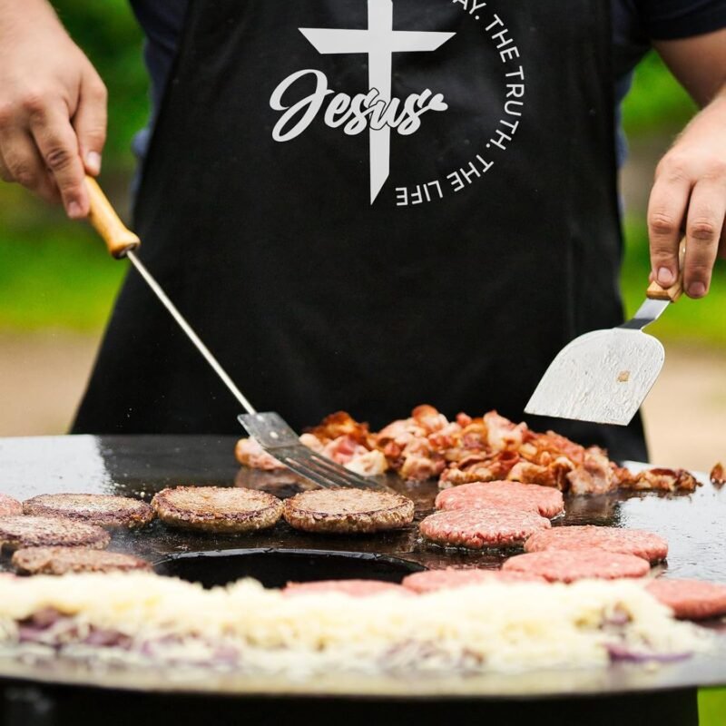 Funny Aprons for Men with Pockets, Mens Apron for Grilling BBQ Kitchen Cooking Gifts for Chef Dad Birthday Christmas - Image 4