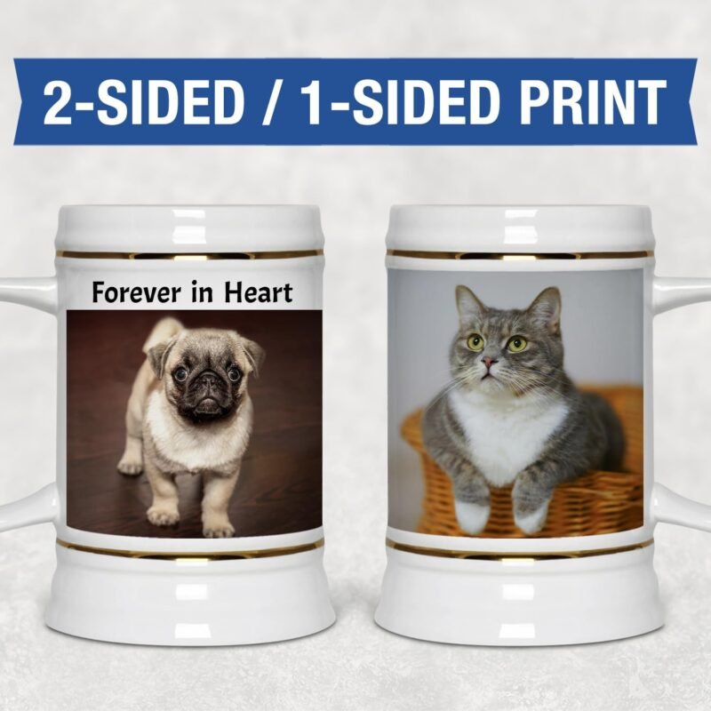 Personalized Beer Mug - Custom Beer Stein with Picture Text - Customized Photo Name Logo Mugs - 22oz Ceramic Freezer Cup with Handle - Fathers Day Anniversary Birthday Gifts for Men Him Dad Boyfriend - Image 3