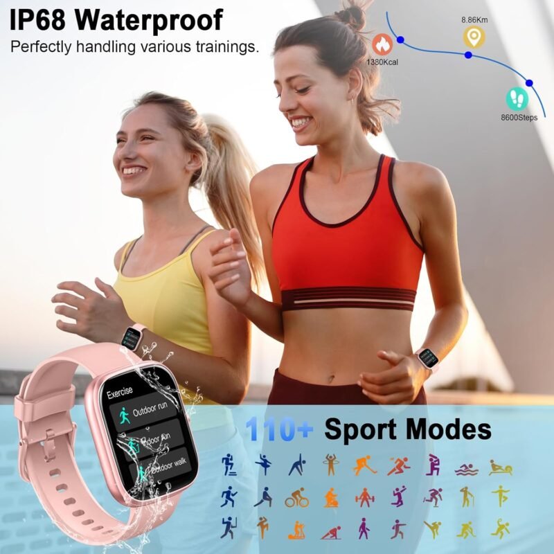 Smart Watch for Women, 2025 HD 1.91" Smartwatch (Answer/Make Call), 112+ Sports Modes Fitness Activity Tracker, Calories/Heart Rate/Sleep Monitor, IP68 Waterproof Step Counter for Android iOS, Pink - Image 7