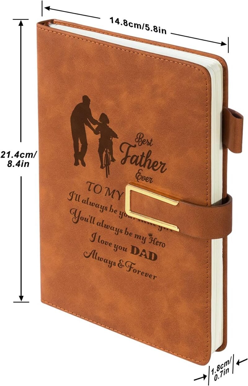 Leather Journal Gift for Dad Custom Notebook for Dad from Daughter Personalized Journal A5 Travel Diary Vintage Leather Sketchbook Fathers Day Christmas for Father Perfect Gifts Box Set with Pen - Image 2