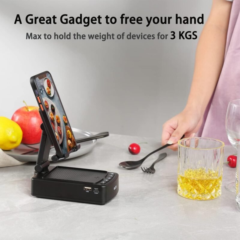 Gifts for Men, OLES Mobile Phone Stand with Bluetooth for Him Dad Women Who Want Nothing, Adjustable Tablet Holder with Wireless Speaker, Tech Gadgets for Table Desk, Unique Ideal - Image 5